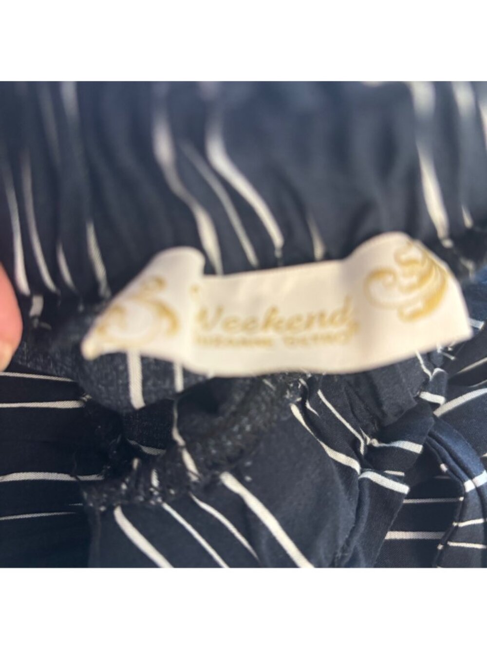 ✨3/$30 Suzanne Betro S Weekend Striped Wide-Leg Palazzo Elastic Tie Waist Pants - Picture 4 of 4